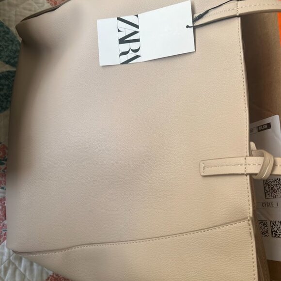 ZARA COLORED LEATHER TOTE BAG - Picture 4 of 8